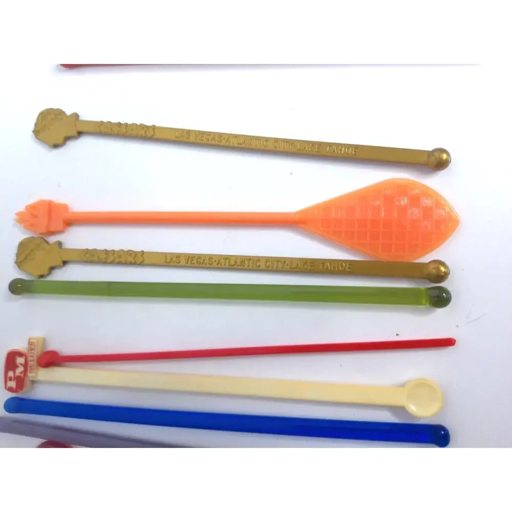 Vintage Stirrers American Airlines Seagrams Caesars Montes Glass Set of 19